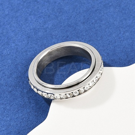 304 Stainless Steel Rhinestone Rotating Finger Rings LS-RJEW-A074-01B-P-1