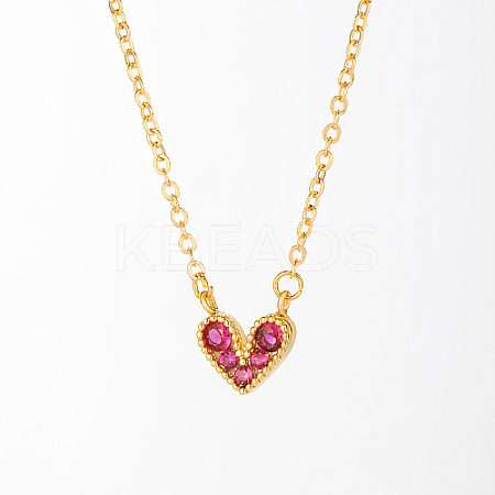 Golden Brass Heart Pendant Necklace for Women WZ0134-3-1-1