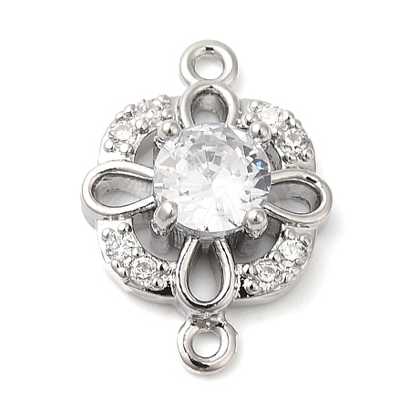 Brass Pave Clear Cubic Zirconia Connector Charms X-KK-G503-32P-1