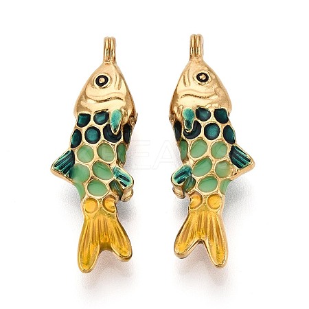 304 Stainless Steel and Enamel Pendants STAS-T068-99A-G-1