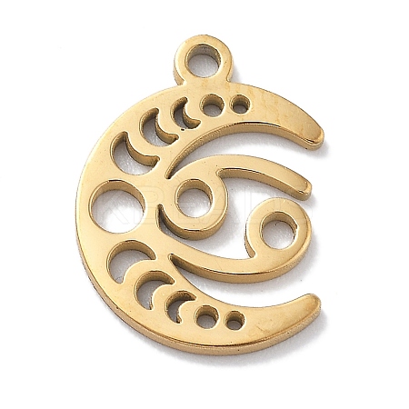 Real 18K Gold Plated 304 Stainless Steel Pendants STAS-R003-02G-010-1