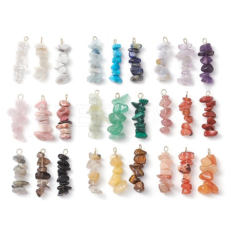 Gradient Color Mixed Gemstone Chip Beaded Pendants PALLOY-JF02795-1