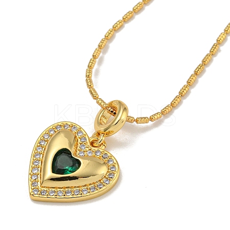 Brass Pave Cubic Zirconia Peach Heart Pendant Necklaces for Women LS-NJEW-Q346-03G-01-1