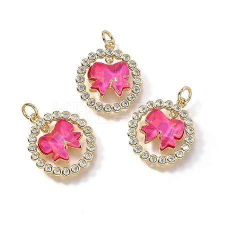 Brass Micro Pave Cubic Zirconia Pendants KK-Q043-07G-01-1