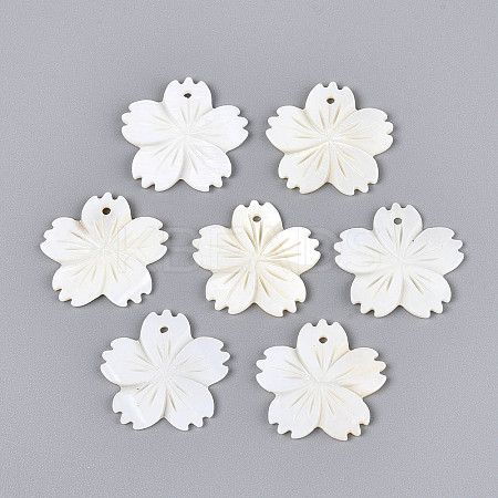 Natural Freshwater Shell Carved Pendants SHEL-N038-35-1