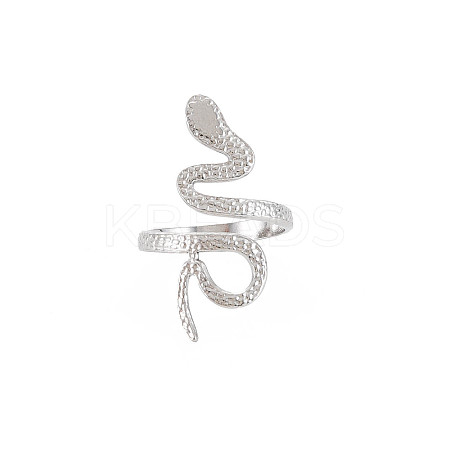Non-Tarnish 304 Stainless Steel Snake Wide Open Cuff Ring for Women LS-RJEW-S405-160P-1