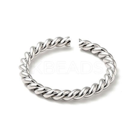 Non-Tarnish 201 Stainless Steel Twist Rope Shape Open Cuff Ring for Women RJEW-G266-40P-1