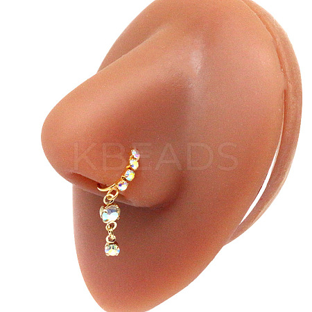 316L Surgical Stainless Steel Cubic Zirconia Dangle Hoop Nose Ring with Charms WG2DADE-39-1