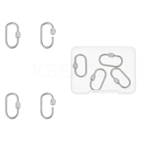 4Pcs 304 Stainless Steel Screw Carabiner Lock Charms STAS-UN0060-16-1