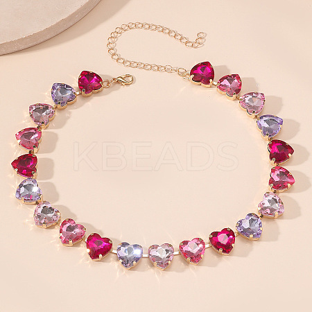 Alloy Colorful Rhinestone Cup Chain Necklaces for Women FS-WG72CA4-02-1