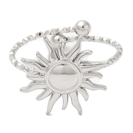 Non-Tarnish 304 Stainless Steel Sun Open Cuff Ring for Women LS-RJEW-M149-08P-1