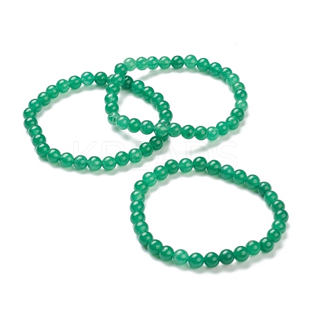 Natural Green Aventurine Beaded Stretch Bracelets BJEW-D446-B-34-1