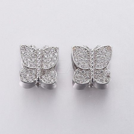 Brass Micro Pave Cubic Zirconia European Beads OPDL-P001-31-1
