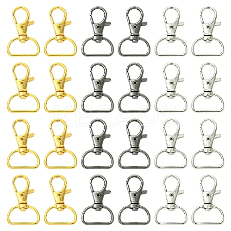 30Pcs 3 Colors Zinc Alloy Swivel D Rings Lobster Claw Clasps FIND-YW0008-62-1