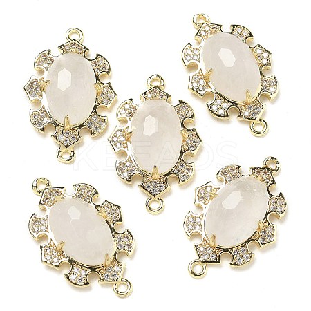 Natural Quartz Crystal Faceted Oval Connector Charms G-G181-06G-08-1