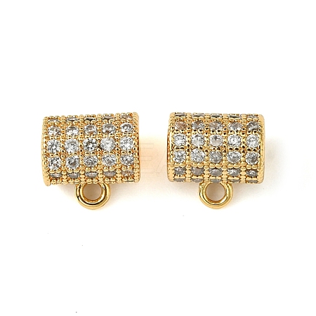 Brass Brass Micro Pave Cubic Zirconia Tube Bails KK-M277-09E-G-1