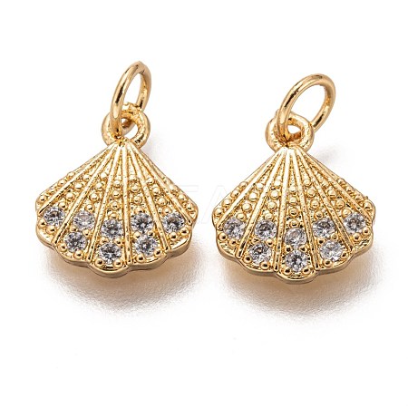Brass Micro Pave Clear Cubic Zirconia Charms ZIRC-C020-49G-1