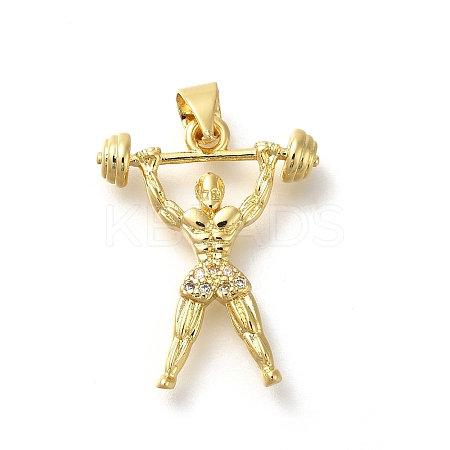 Rack Plating Brass with Cubic Zirconia Pendants KK-Z086-41G-1