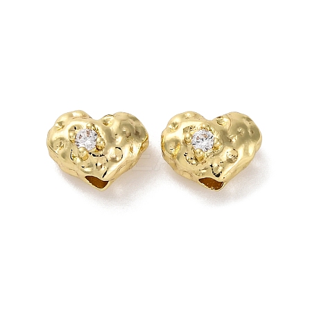 Brass Micro Pave Clear Cubic Zirconia Beads KK-U042-05G-1