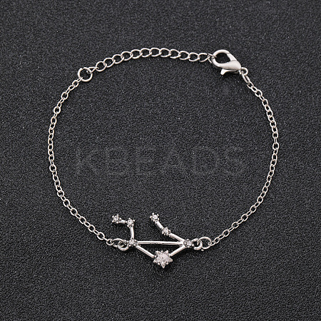 12 Constellations Alloy Rhinestone Link Bracelets WG43B2B-15-1