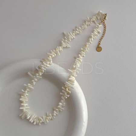 Boho Synthetic Coral Strip Beaded Necklaces NJEW-H047-11G-1