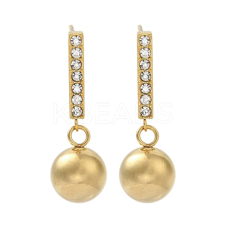 Ion Plating(IP) 304 Stainless Steel Inlay Rhinestone Stud Earrings for Women EJEW-M024-06A-G-1