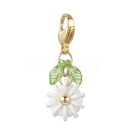 Flower Polymer Clay & Glass Pendants Decorations HJEW-MZ00327-05-1
