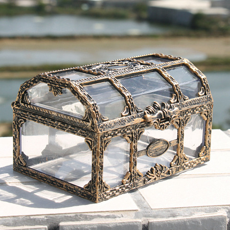 Rectangle Plastic Transparent Antique Pirate Treasure Boxes LS-PW-WG47828-01-1