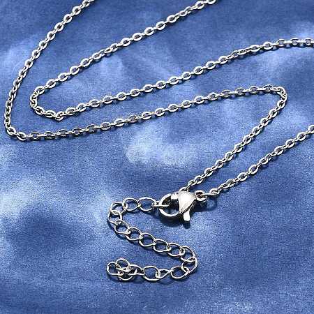 Non-Tarnish 304 Stainless Steel Cable Chain Necklace X-STAS-T040-PJ204-45-1