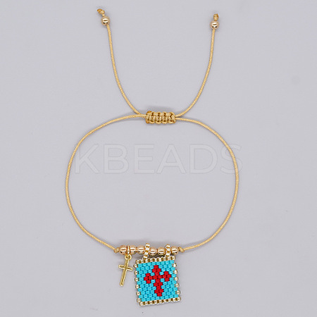 Bohemian Style Glass Seed Bead & 304 Stainless Steel Charm Bracelets BY1855-6-1