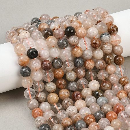 Natural Lodolite Quartz Beads Strands G-Z133-A02-8mm-01-1