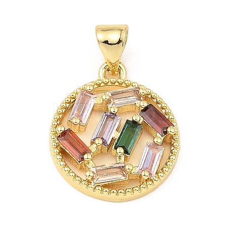 Real 18K Gold Rack Plating Brass Micro Pave Cubic Zirconia Pendants ZIRC-L100-144G-02-1