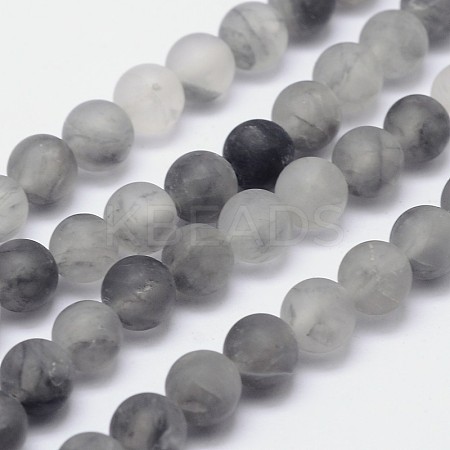 Frosted Natural Cloudy Quartz Round Beads Strands G-F255-02-4mm-1