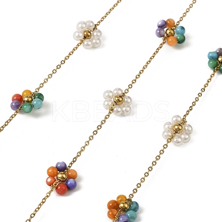 Handmade 304 Stainless Steel Beaded Chains CHS-L031-11G-02-1