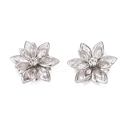 Acrylic Rhinestone Flower Flat Back Cabochons X-RSB027-06-1