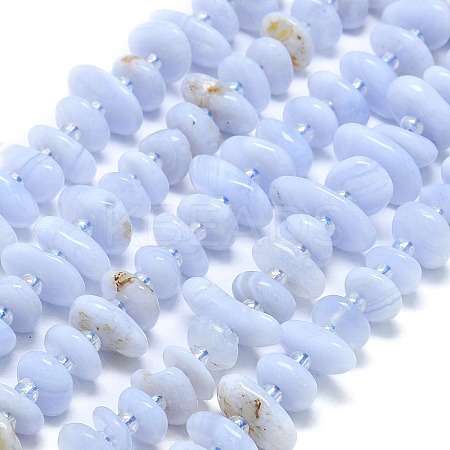 Natural Blue Lace Agate Chip Beads Strands G-NH0016-J01-01-1