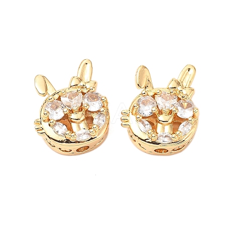 Brass Micro Pave Cubic Zirconia Beads KK-A259-07G-1