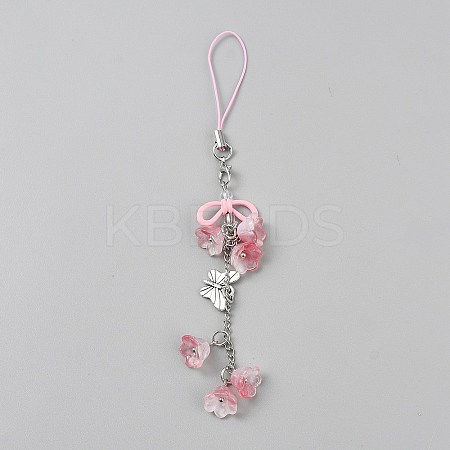 Lily of the Valley Handmade Lampwork & Alloy Butterfly Pendant Decorations HJEW-WH20021-06C-1