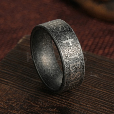 304 Stainless Steel Jesus Cross Finger Rings for Men LS-RJEW-B120-03P-1