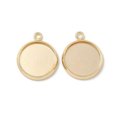 Flat Round Brass Pendant Cabochon Settings KK-K414-14E-G-1