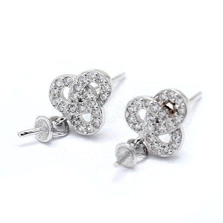 925 Sterling Silver Micro Pave Cubic Zirconia Stud Earring Findings STER-I016-079P-1