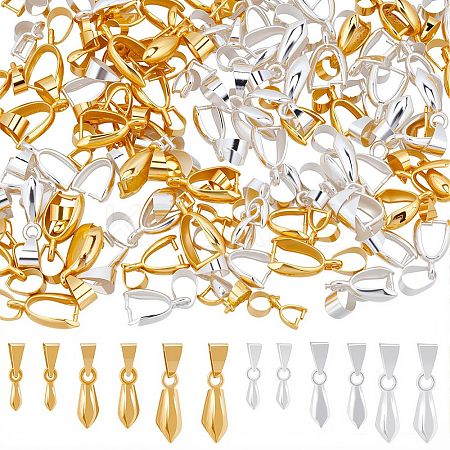 120Pcs 6 Styles Brass Ice Pick Pinch Bails for Pendant Making KK-SC0005-18-1