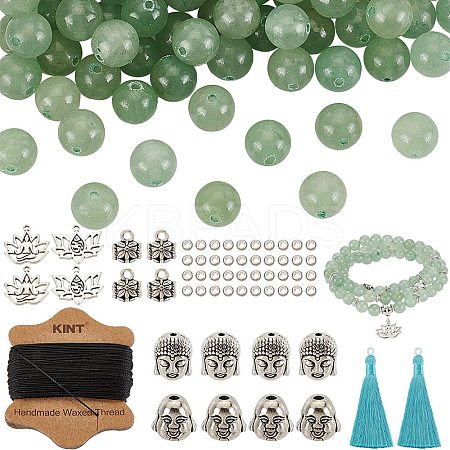 Natural Green Aventurine Beaded Pendant Decoration Jewelry Set DIY Making Kit DIY-OC0012-06-1