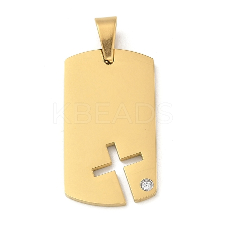 304 Stainless Steel Rhinestone Stamping Blank Tag Pendants STAS-G346-16G-1