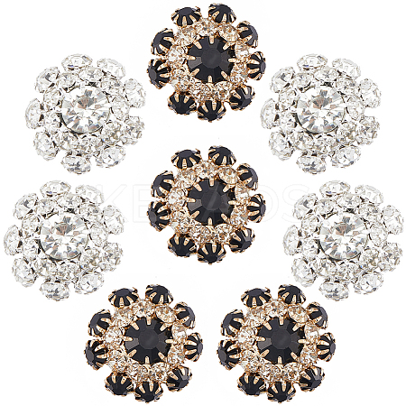 16Pcs 2 Colors 1-Hole Alloy Rhinestone Shank Buttons BUTT-GF0003-62-1