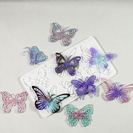 Rectangle with Butterfly Pattern DIY Pendant Silicone Molds X1-DIY-G114-04-1