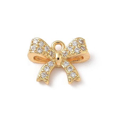 Brass Micro Pave Clear Cubic Zirconia Charms KK-D504-23C-G-1