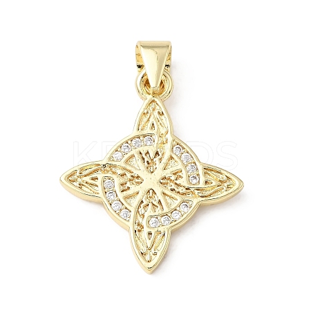 Brass Micro Pave Clear Cubic Zirconia Pendants KK-E799-06A-G-1