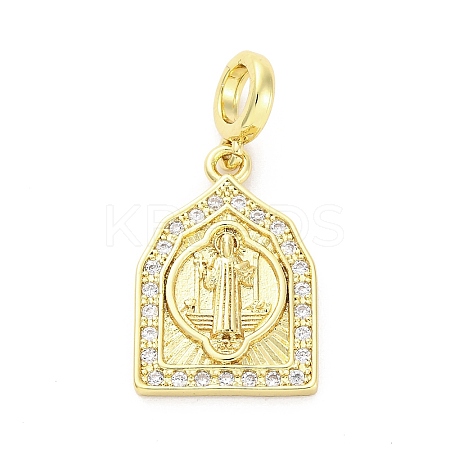 Brass Micro Pave Cubic Zirconia Saint European Dangle Charms KK-D325-27G-05-1