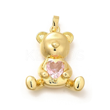 Rack Plating Brass Micro Pave Cubic Zirconia Pendants KK-L226-006G-05-1